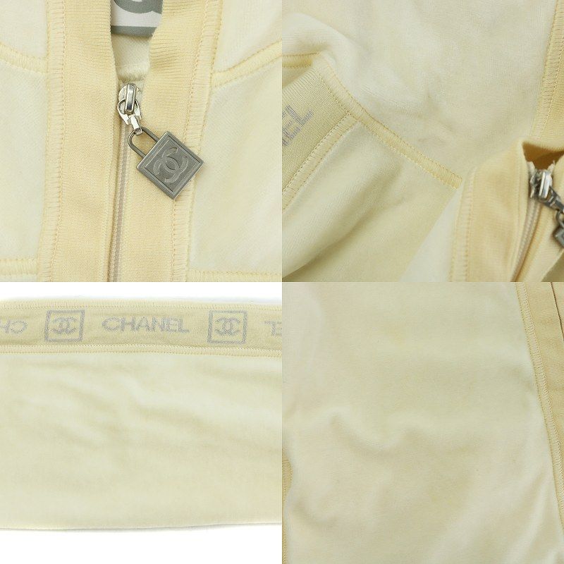 シャネル CHANEL ジップアップパーカー フーディ トレーナー ジャージ ベロア 40 M クリーム ベージュ P26539V01975 /MW ■GY18 レディース シャネル CHANEL ジップアップパーカー フーディ トレーナー