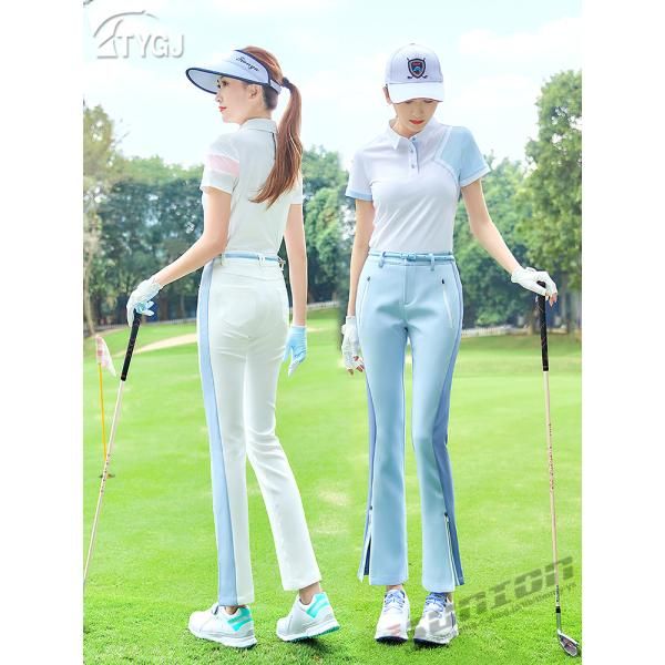 ゴルフウェア  レディース ロングパンツ ゴルフ 大きいサイズ ストレッチ おしゃれ  春夏 夏用 スポーツ  新作モデル 2401golfpants10*カラー-BLUE