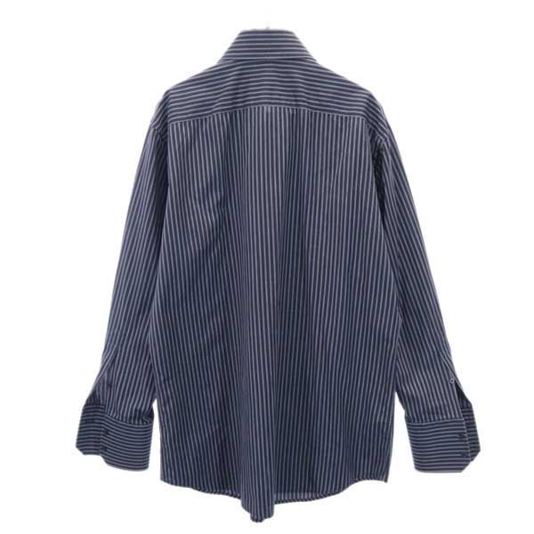 グッチ ストライプ 長袖 シャツ 43/17 ネイビー系 GUCCI メンズ 【中古