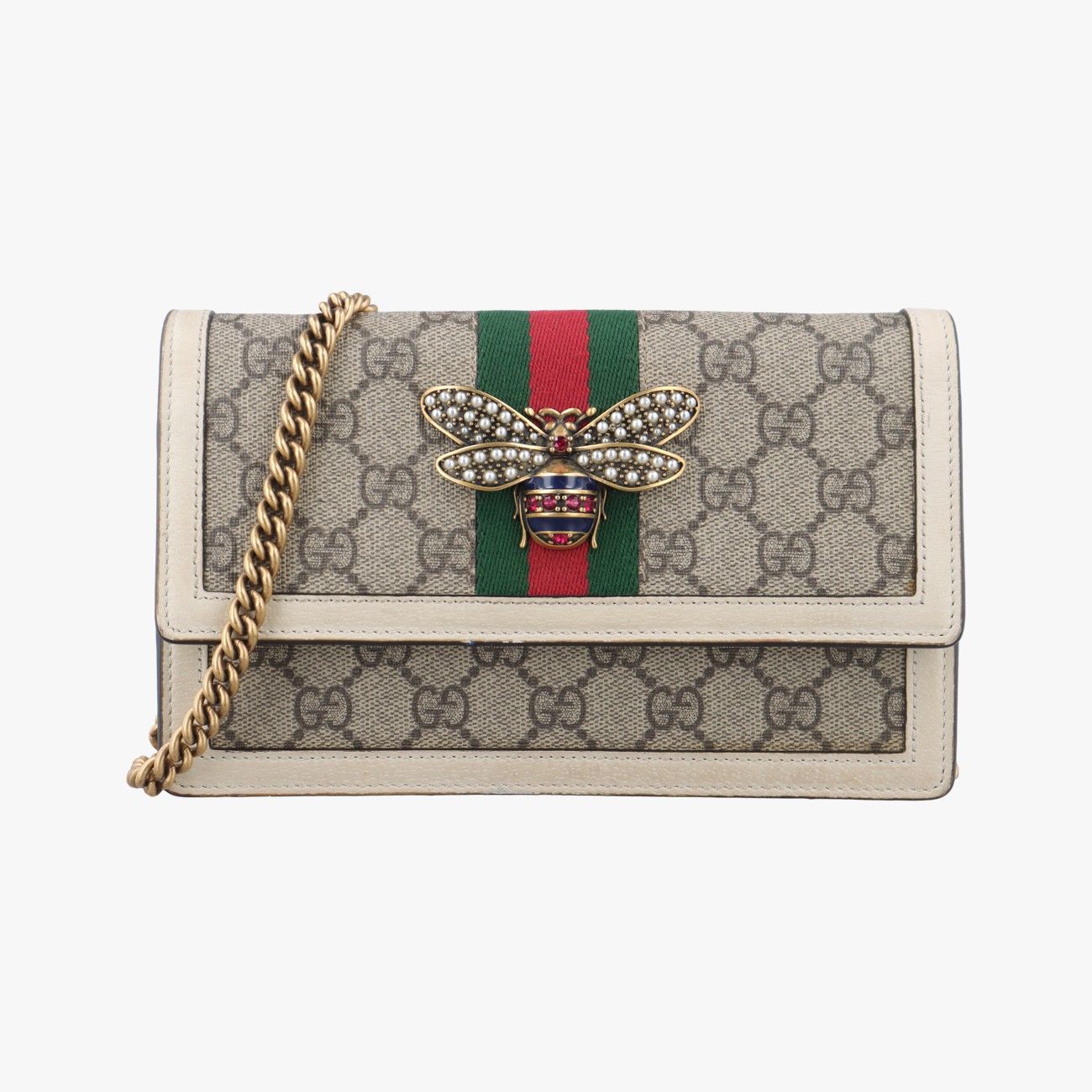 グッチGucciクィーンマーガレット ブラウン PVCコーティングキャンバス 476079 无
