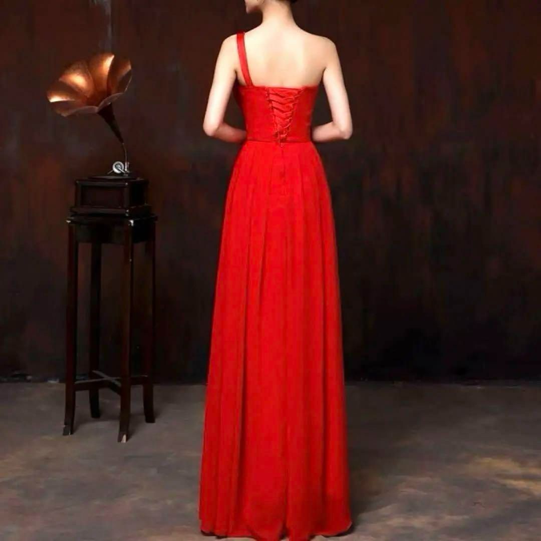 ビジューがオシャレなワンショルダー イブニングドレス♩.• ビジューがオシャレなワンショルダー イブニングドレス