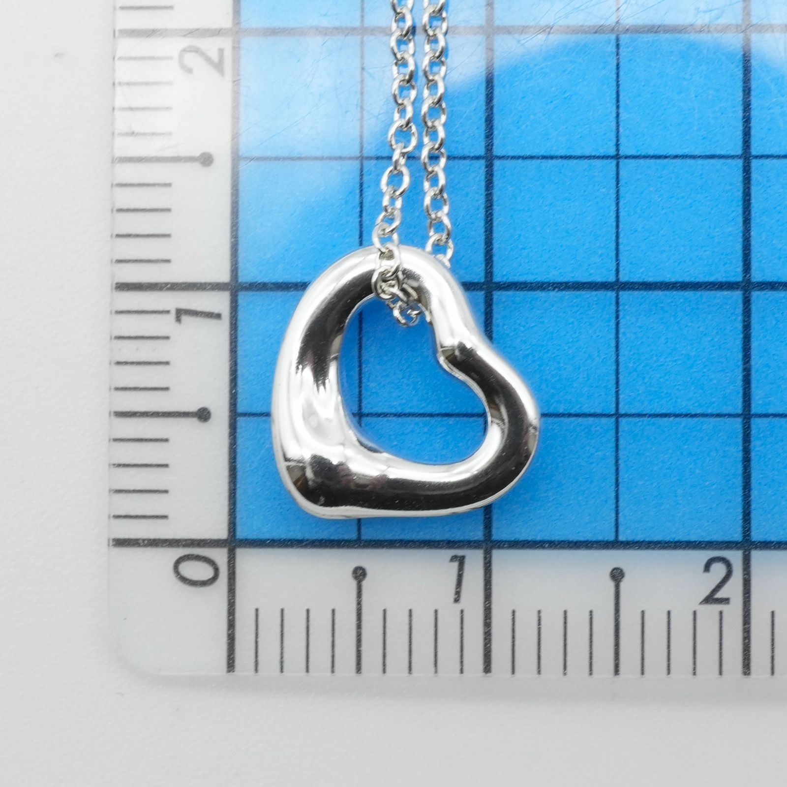 極美品11mm ティファニー オープンハート シルバー ネックレス/25-445