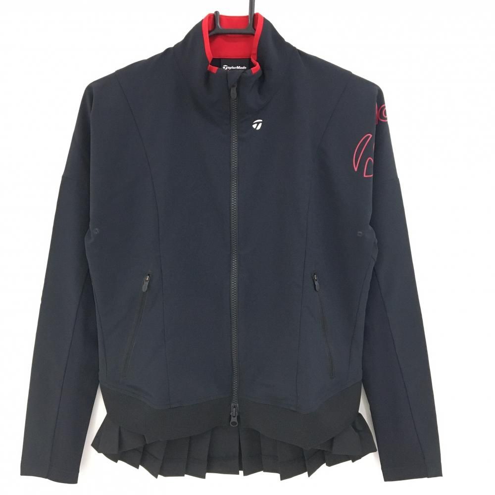 超美品】テーラーメイド ブルゾン 黒 ロゴレッド 背面裾プリーツ