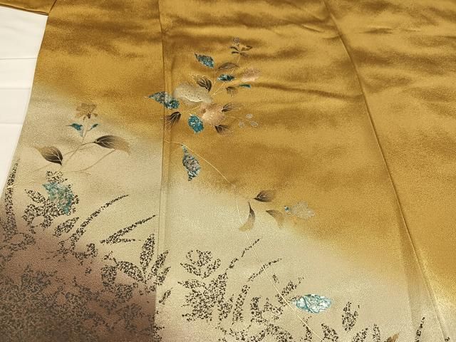 平和屋着物○訪問着 枝花文 暈し染め 金銀彩 正絹 逸品