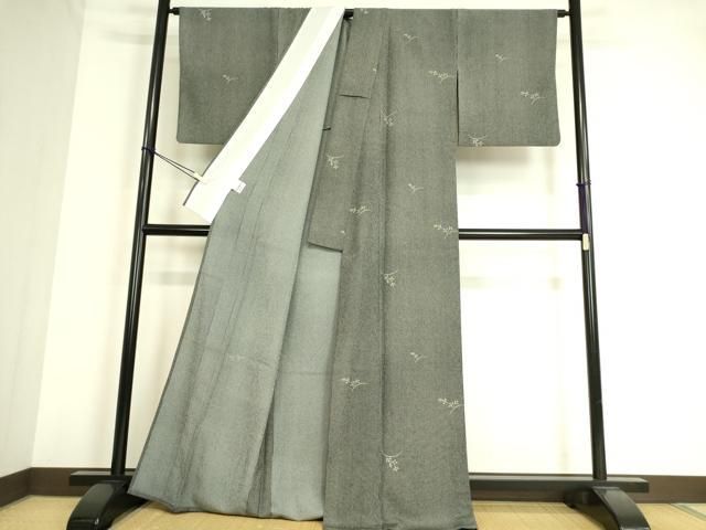 平和屋着物▽小紋 単衣 舞花文 黒地 洗える着物 DAAS0498az - メルカリ 