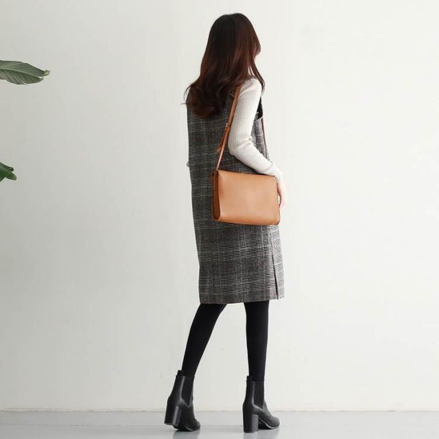 ワンピース ウールワンピース フレアスカート ミドル丈 Vネック サイド