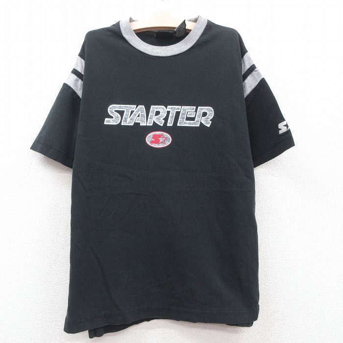 古着 スターター 半袖 ビンテージ Tシャツ キッズ ボーイズ 子供服 00s ビッグロゴ コットン クルーネック 黒他 ブラック 23may20