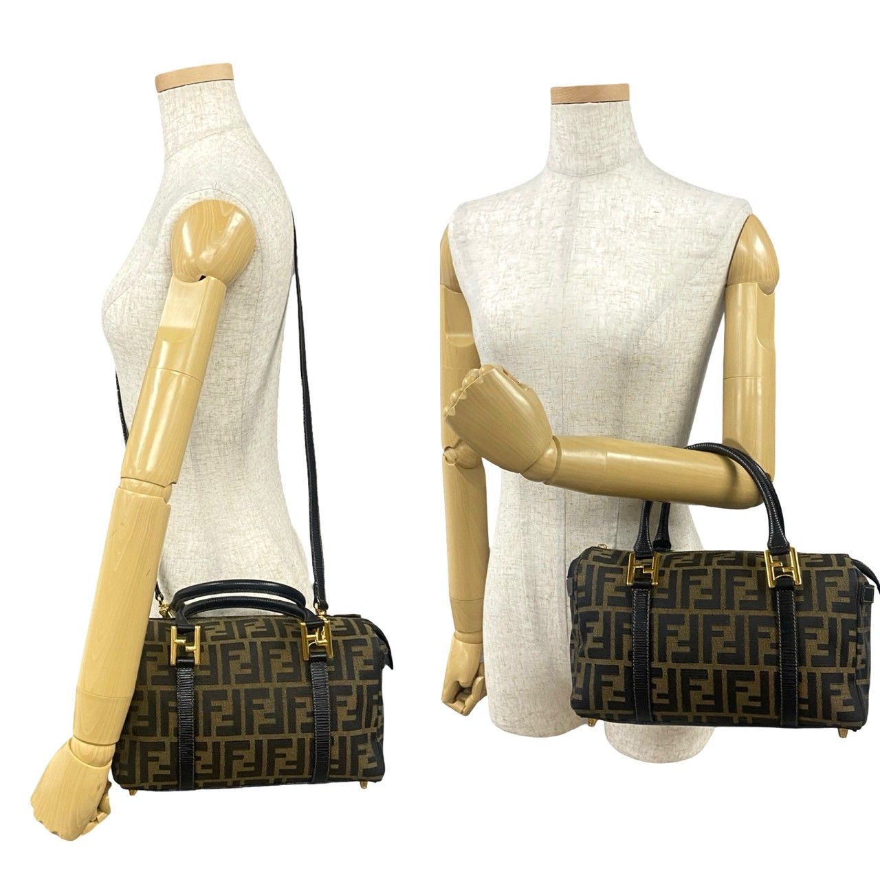 ☆美品☆ FENDI ハンドバッグ ズッカ FF金具 ナイロンキャンバス 極 美品 袋付き FENDI フェンディ ズッカ FF 柄 ナイロンキャンバス