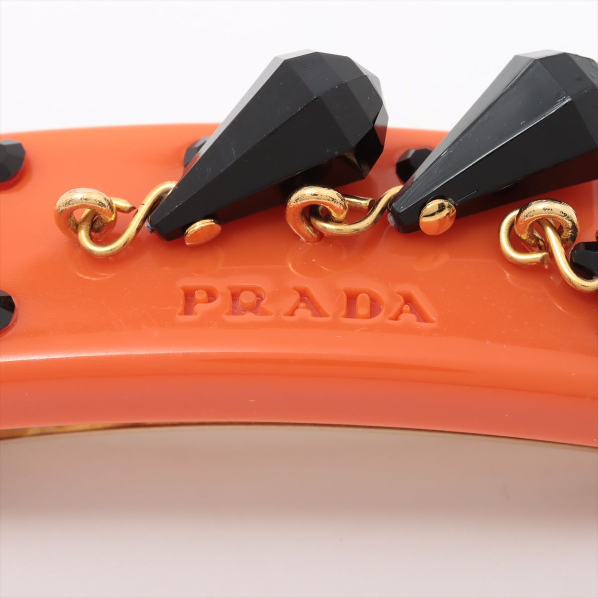 PRADA プラダ ロゴ バレッタ ヘアクリップ レジン × GP × ライン
