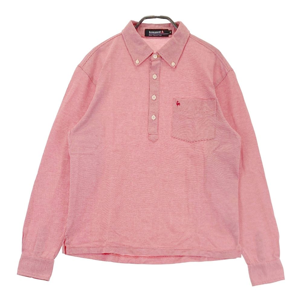 サイズ：M LE COQ GOLF ルコックゴルフ 長袖ポロシャツ 総柄 レッド系