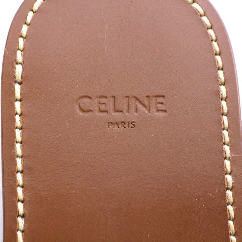 セリーヌ CELINE サンダル フラット パイソン柄 レザー 35 22cm ゴールド色 /YO21