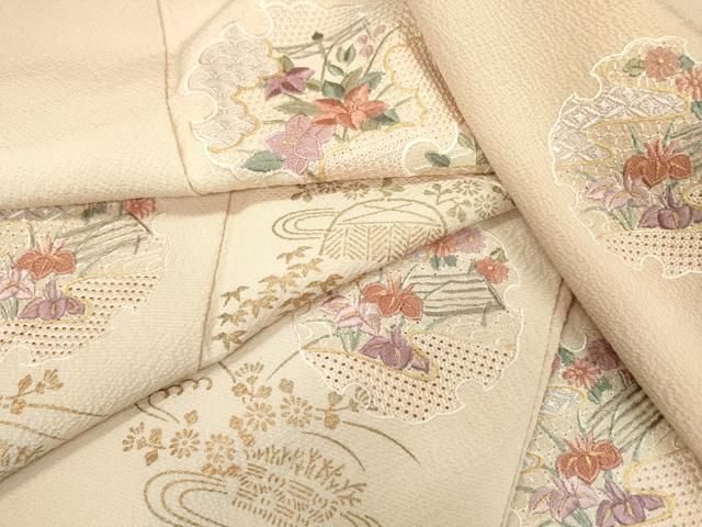 平和屋着物▽中国三大刺繍 スワトウ刺繍 汕頭刺繍 訪問着 雪輪花