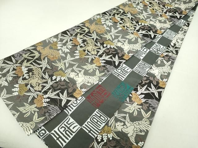 平和屋着物○両面 全通柄袋帯 唐織 桐竹鳳凰 金銀糸 正絹 逸品