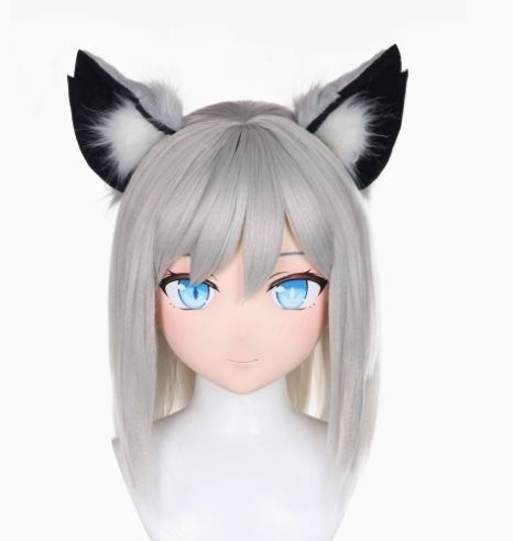 ★即納 全頭マスク カツラ付き ロック付き NO.487 ドール ヘッドロリータ人形 コスプレ 変身 仮装 着ぐるみ kigurumi 二次元