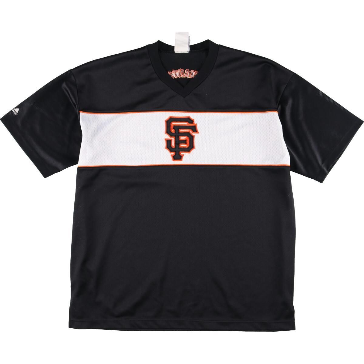 古着 majesyic MLB SAN FRANCISCO GIANTS サンフランシスコジャイアンツ Vネック ゲームシャツ ベースボールシャツ メンズXL/eaa327559