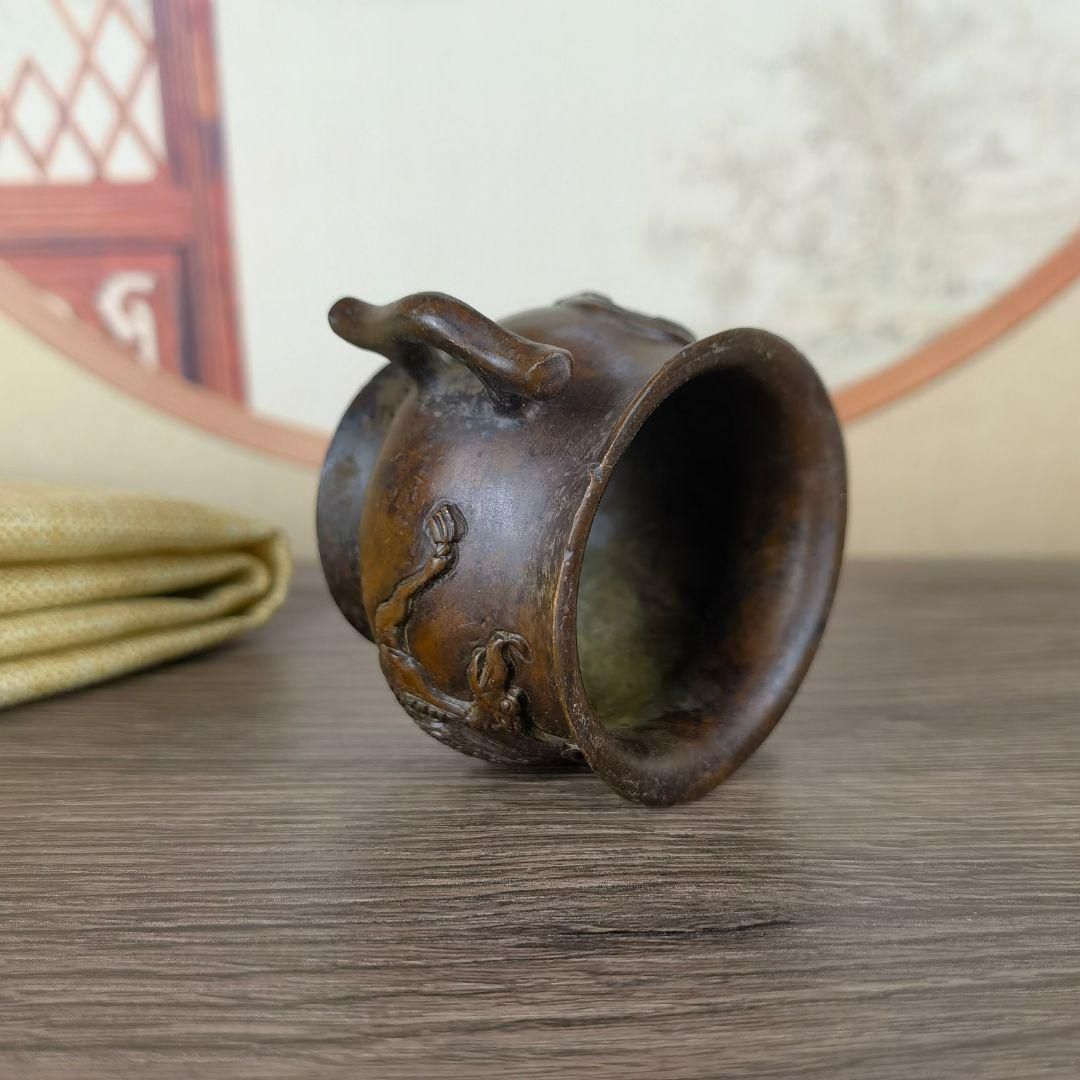 銅器 香炉 四神獣朱雀炉 挿香炉 焼香炉 仏具 現代工芸品 美術品