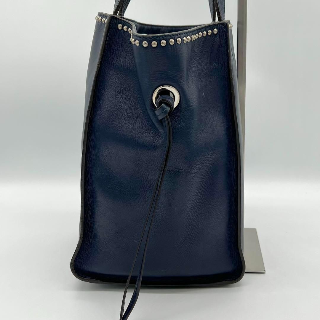  J-M DAVIDSON ベルミニ スタッズ ハンドバッグ ネイビー ハンドバッグ バッグ