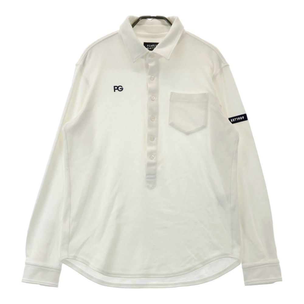 サイズ：4 PEARLY GATES パーリーゲイツ 長袖ポロシャツ ボタンダウン ストライプ柄 ホワイト系 4 [240101026402] PEARLY GATES 長袖ポロシャツ サイズ4