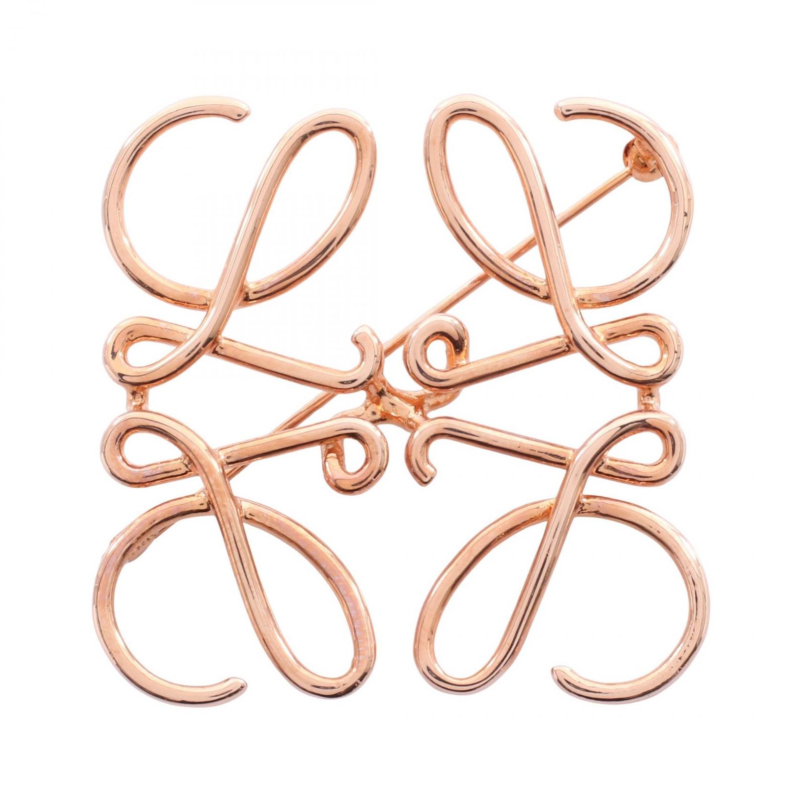 ロエベ LOEWE ブローチ アナグラム ピンクゴールド GP ゴールドメッキ ブローチ レディース Used A