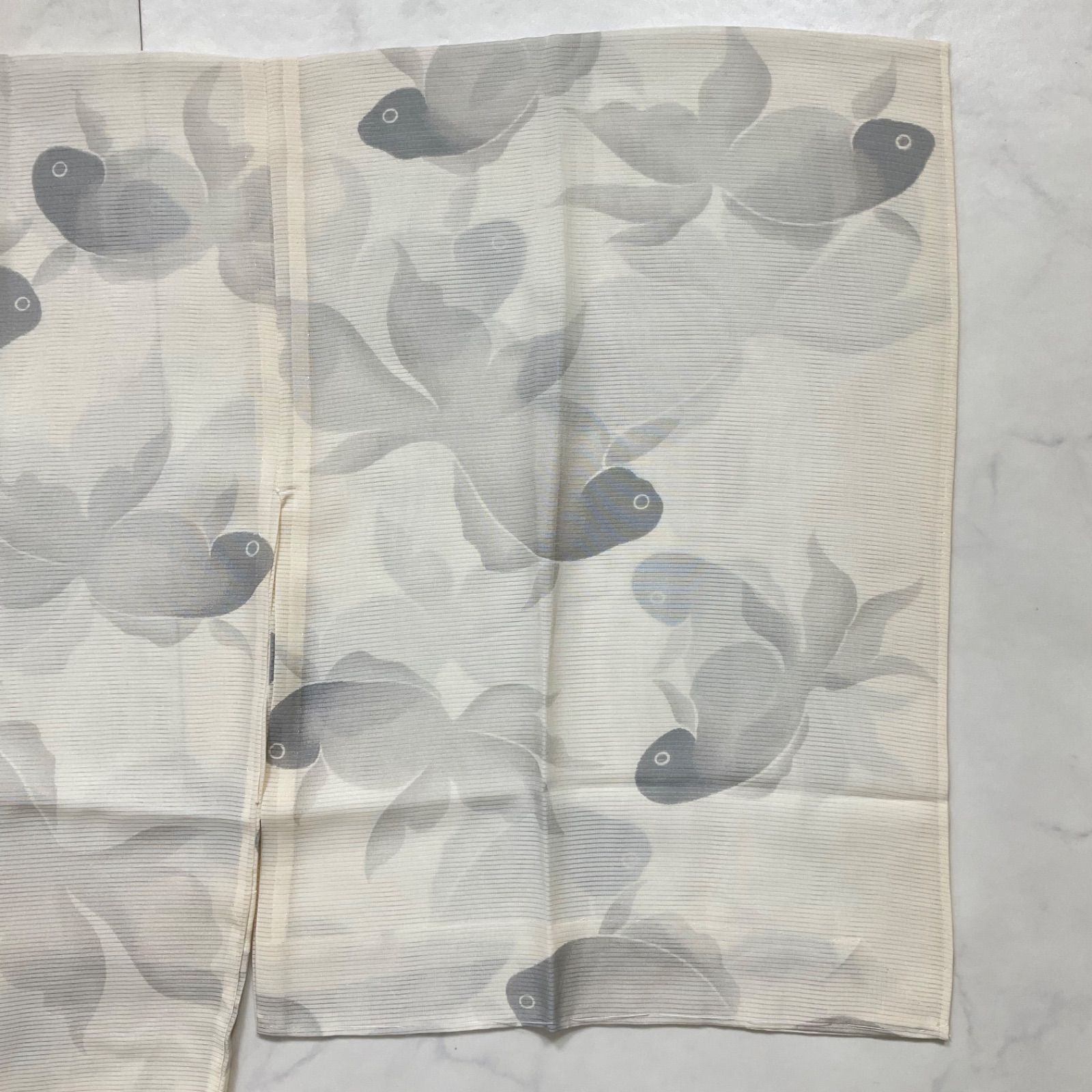 kimono one◆ 同然◆夏物単衣◆夏長襦袢◆駒絽織◆金魚◆仕付け糸付き◆衣紋抜き付き◆裄長◆裄66肩丈137◆夏着物絽織紗織着物帯附下訪問着小紋紬夏襦袢◆K1014