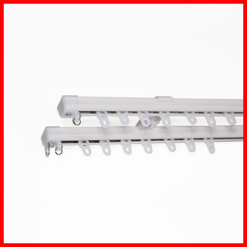 【在庫セール】ホワイト（60～100cm、ダブル） 「プレシャス」 角型伸縮カーテンレール 【窓美人】窓に合わせて長さが調節できる！