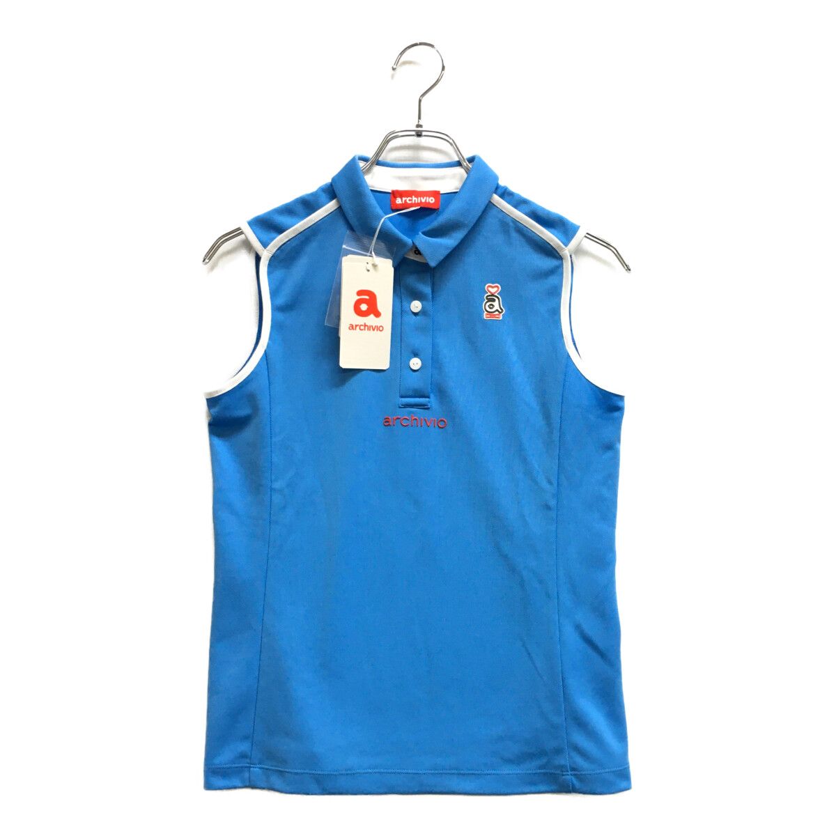 未使用品 レディース アルチビオ archivio ノースリーブ 38(M) 水色 サックス ポロシャツ