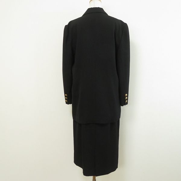 anc レリアン Leilian スカートスーツ セットアップ 黒 ダブル 金ボタン イタリア製生地 レディース 965604
