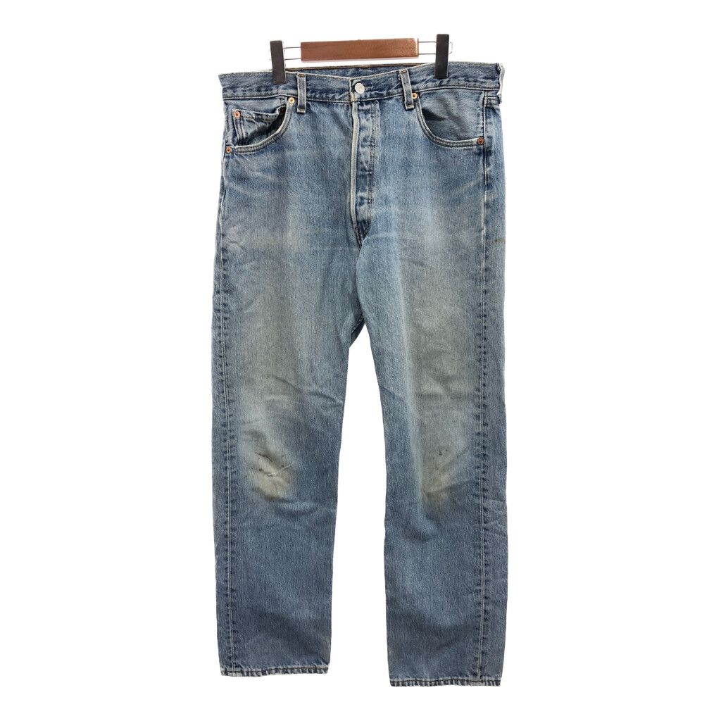 90年代 USA製 Levi's リーバイス 501 ストレート デニムパンツ ボトムス アメカジ ブルー (メンズ 36/32) 中古 古着 P9168