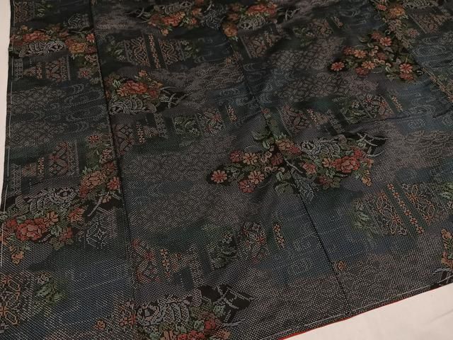 平和屋着物●本場大島紬　一元絣　草花文　正絹　逸品　未使用　AAAZ1774ph 平和屋着物○本場大島紬 一元絣 草花文 正絹 逸品 未使用 AAAZ1774ph