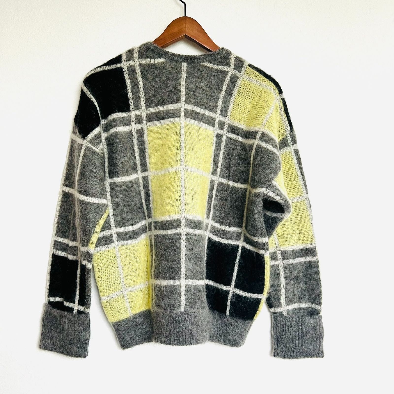 LANVIN en Bleu - ランバンオンブルー  チェックモヘヤニット 75%OFF】ランバンオンブルー(LANVIN en Bleu)格子チェック モヘヤ