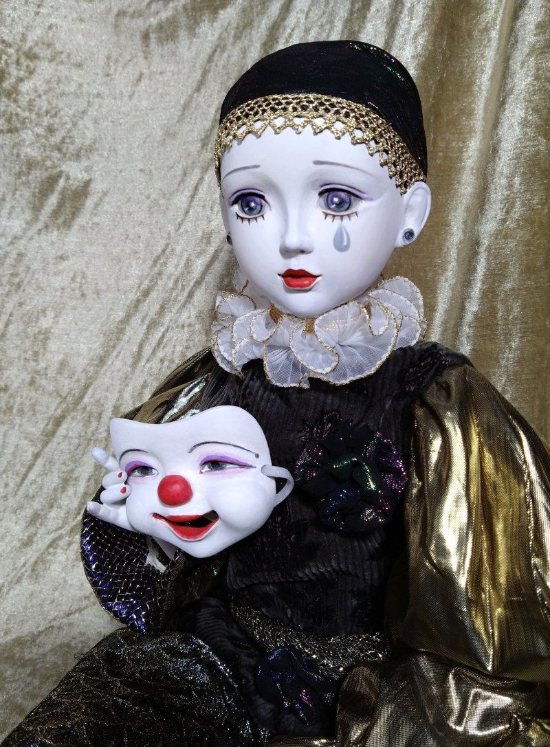 美少年ピエロ（仮面付き）　７０ｃｍ　工房作