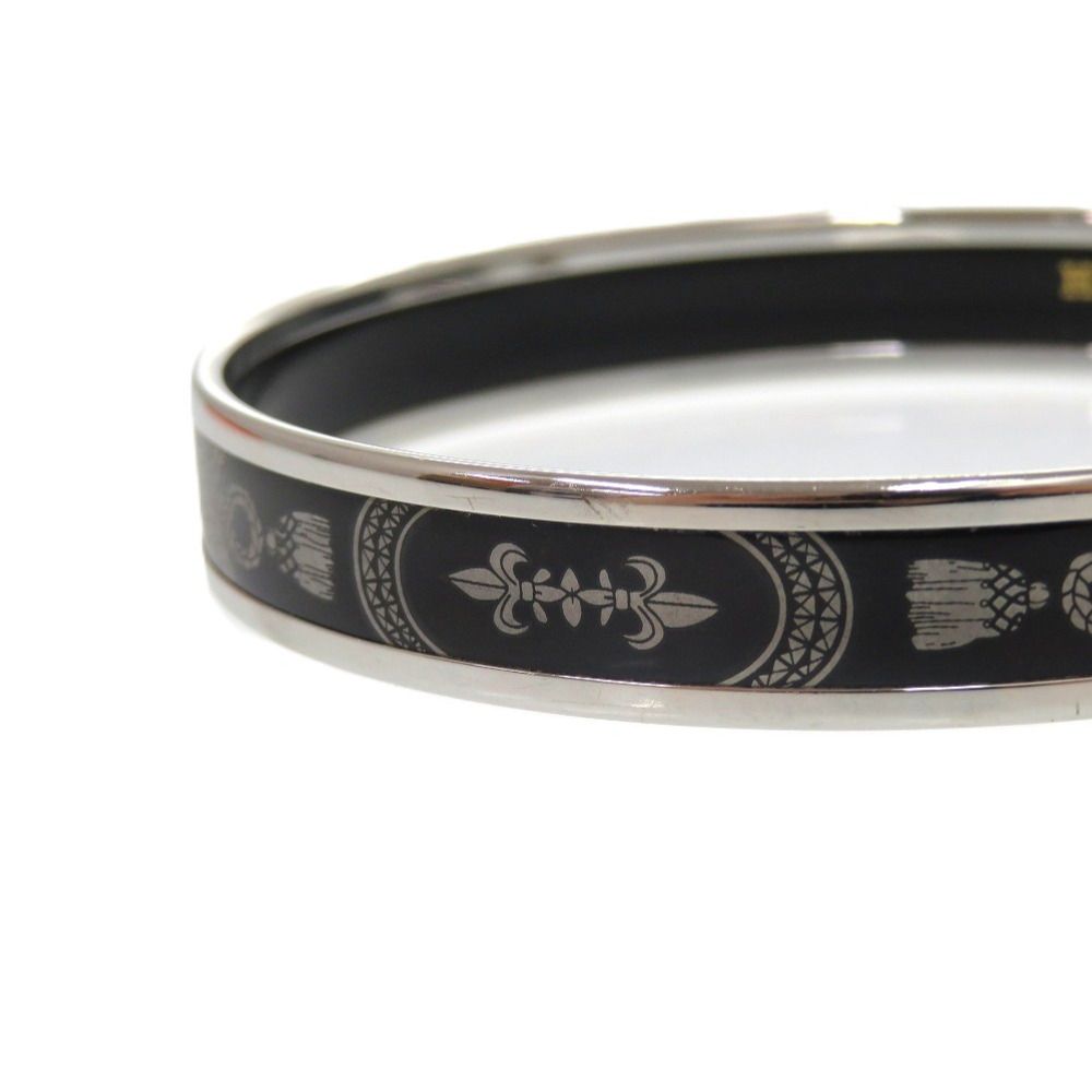 【美品】エルメス HERMES エマイユバングル 馬車 シルバー×ブラック 美品 エルメス エマイユ メタル シルバー ブラック 0776 黒