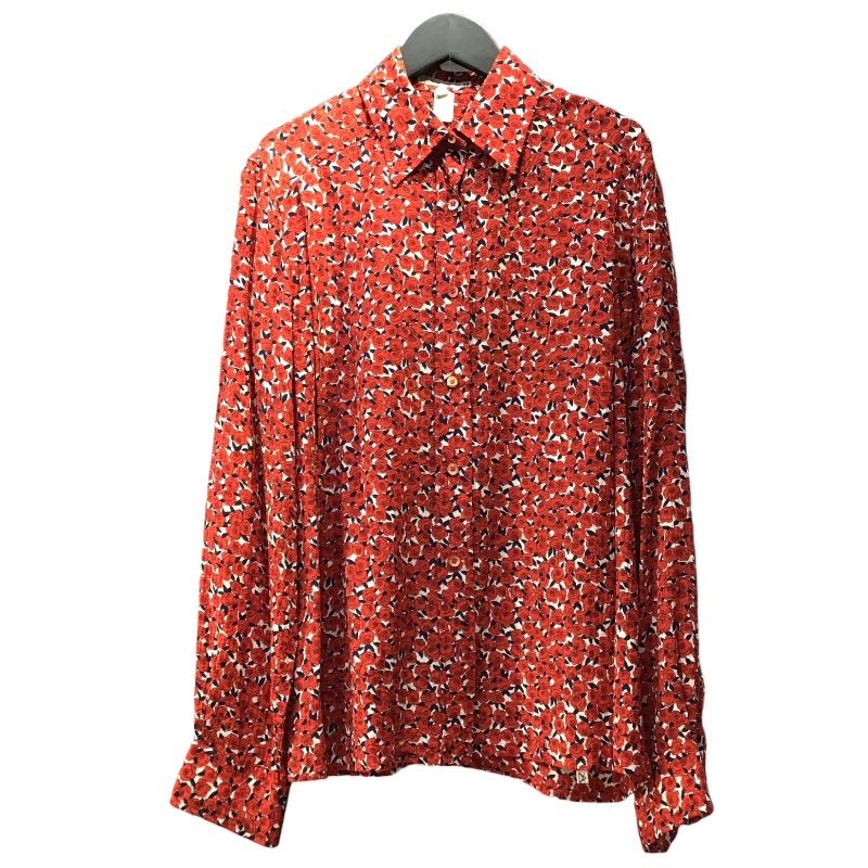 セリーヌ CELINE 花柄 シャツ ブラウス レッド シルク レディース ブラウス