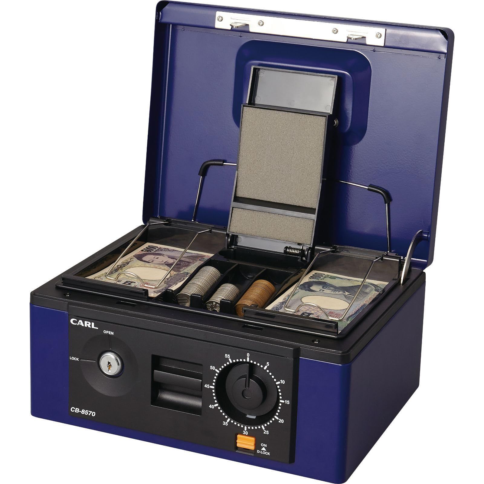 A5 カール事務器 CARL 手提げ金庫 キャッシュボックス A5 ブルー CB-8570