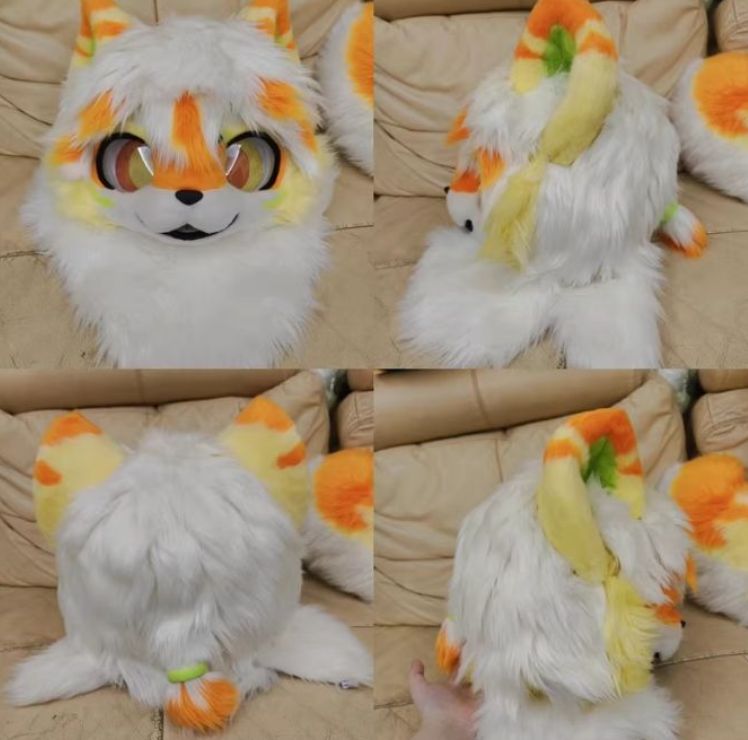 着ぐるみヘッド 猫 垂れ耳 オレンジ 全頭ヘッド ケモノ マスク