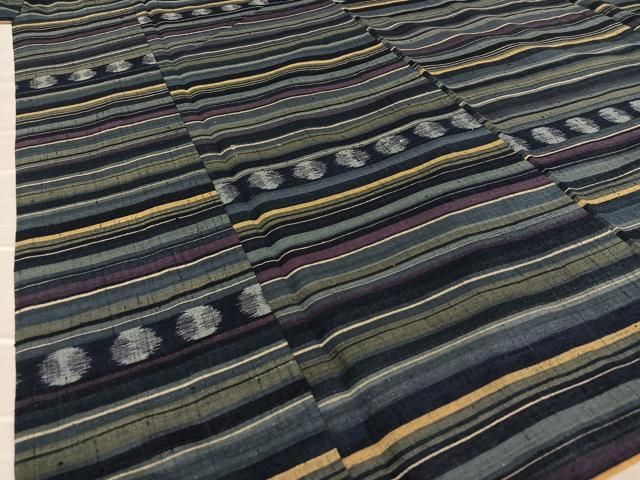 平和屋着物○上質な紬 横段丸文 正絹 逸品 AAAX0714zg