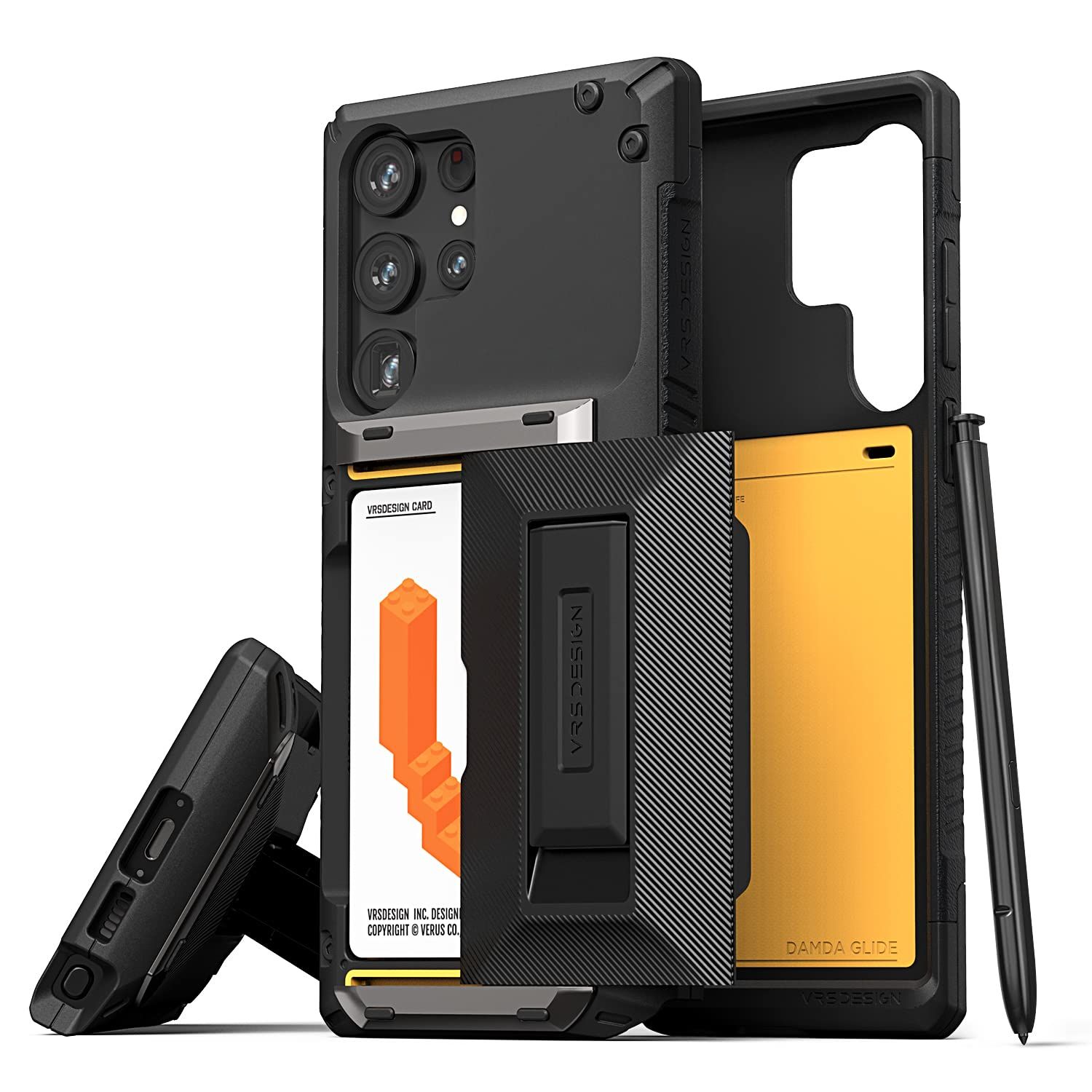 VRS Galaxy S23 Ultra 対応 ケース 耐 衝撃 ストラップホール スタンド カード収納 付 スマホケース 背面 カード 収納 Samsung GalaxyS23Ultra ギャラクシーS23ウルトラ 対応 D ブラックグルーヴ