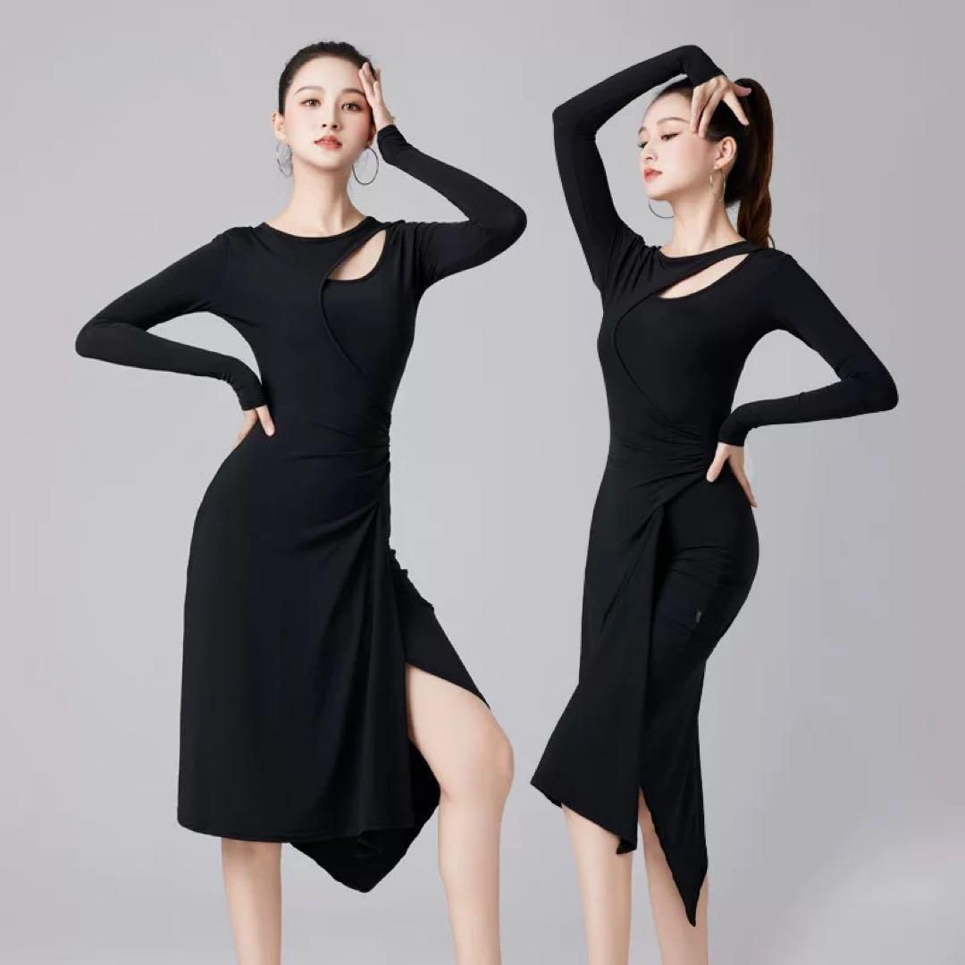 新品 25新作ラテンダンス向けシンプルワンピース 練習に最適
