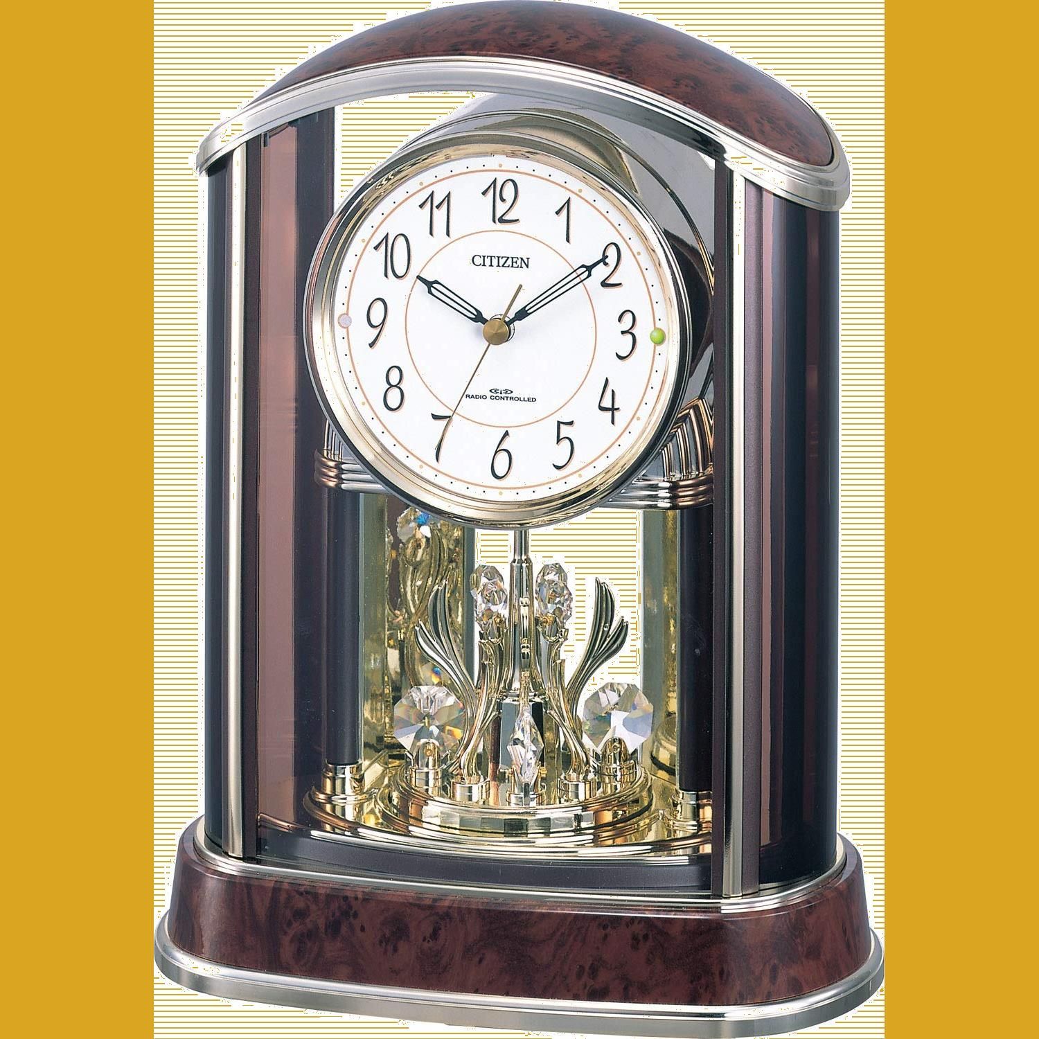 新着商品】クリスタル パルアモールR658N 飾り アナログ 茶 電波時計
