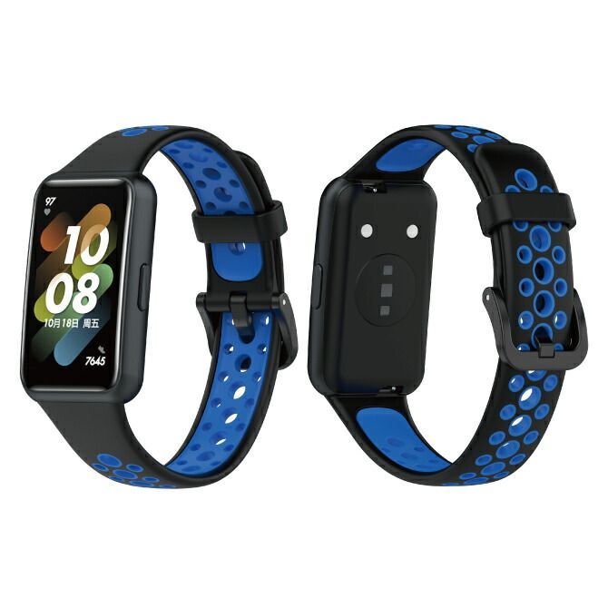 ブラック×ブルー] Huawei Band 7 バンド Huawei Band 7 ベルト Huawei