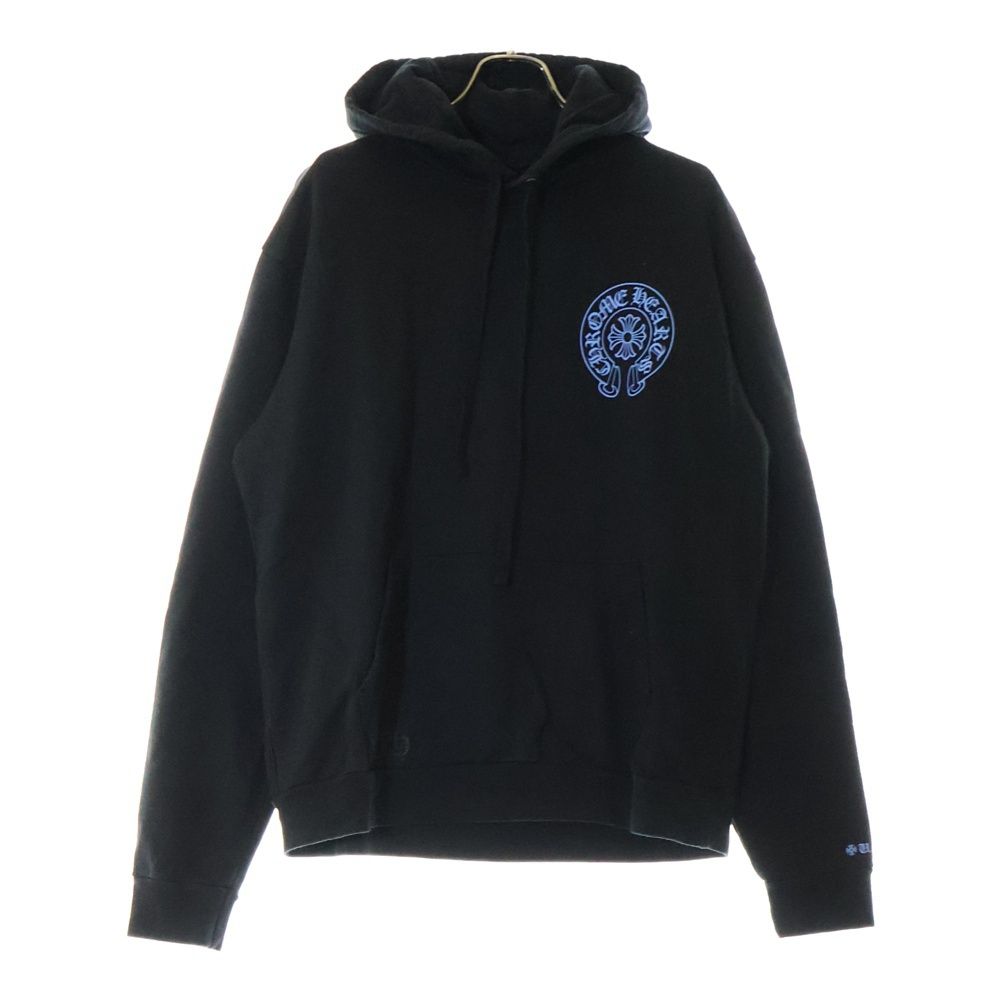 CHROME HEARTS クロムハーツ WWW.CHROMEHEARTS.COM HOODIE オンライン ホースシューバックプリント プルオーバーパーカー フーディー ブラック|ブルー