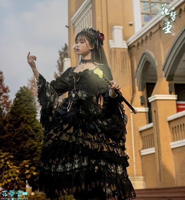 25年 コスプレ ゴスロリ ドレス オリジナル jsk ロリータ ワンピース 撮影会 舞台 イベント 花夢堂-216