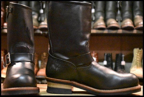 8D 08年 レッドウィング 2268 エンジニア 黒 ブラッククローム スチールトゥ プルオン ブーツ redwing HOPESMORE FJ155