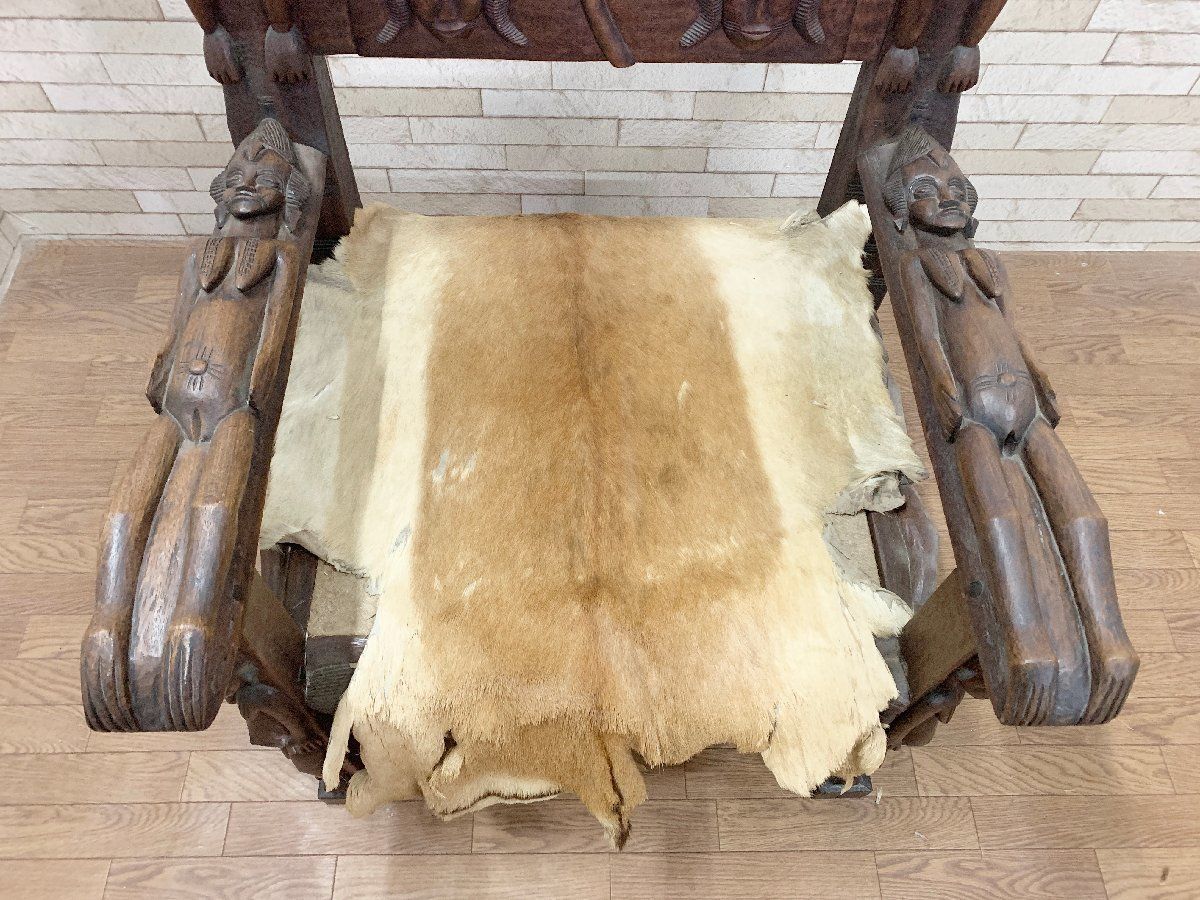 大阪万博展示品/民族の美/ブラックアフリカ芸術展イス/酋長椅 彫刻 