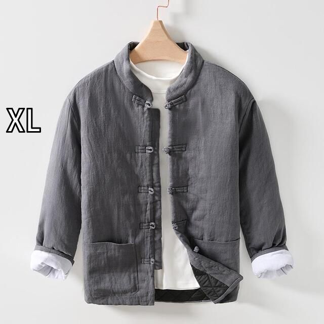 XL 秋冬 コーデ メンズ 服 シンプル ファッション オシャレ 大人 かっこいい 大きいサイズ ストリート 紳士服 綿麻 レトロ 唐 ジャケット