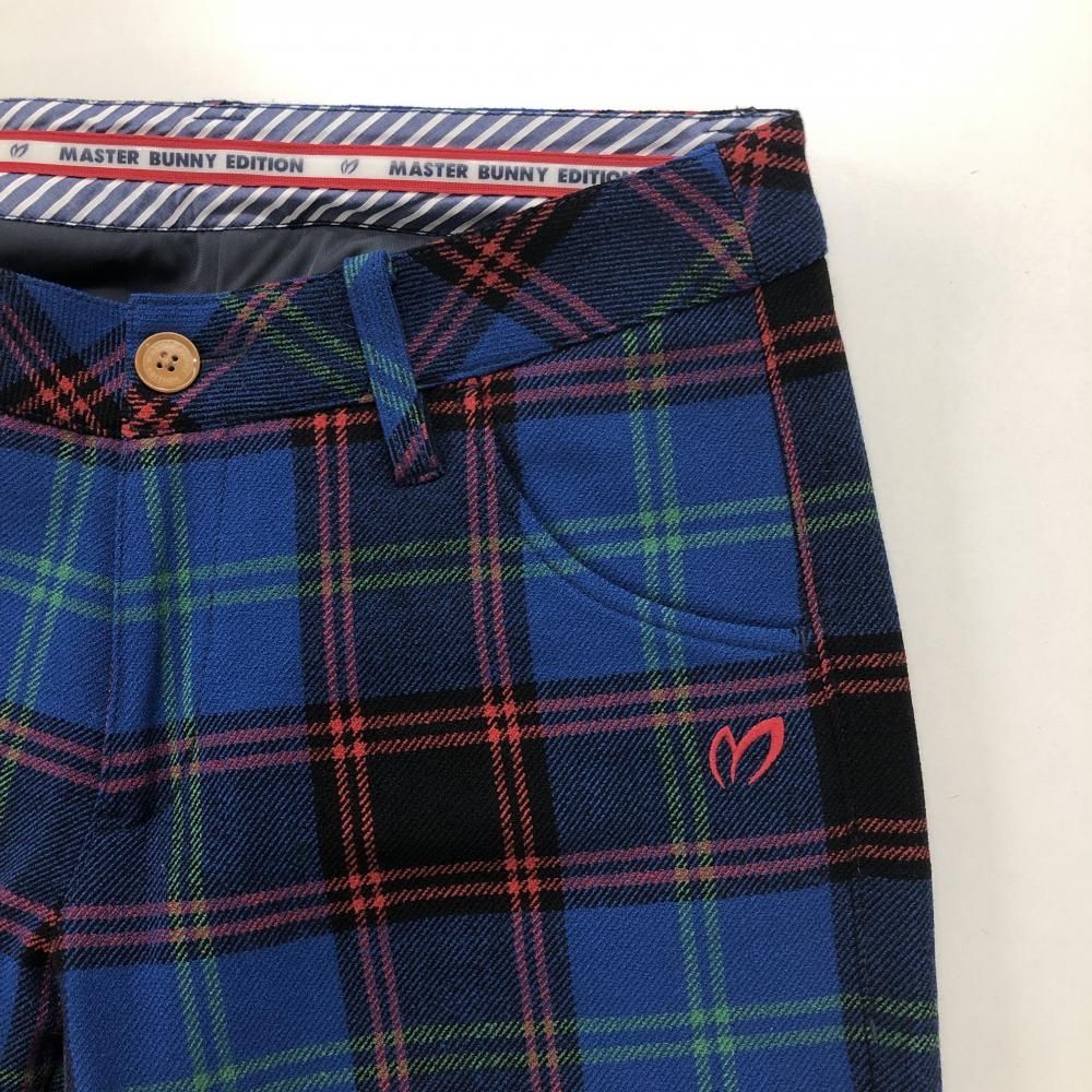 新品未使用 マスターバニーエディション　チェックウールゴルフパンツ ☆特価☆【超美品】マスターバニー ウールパンツ ブルー×レッド