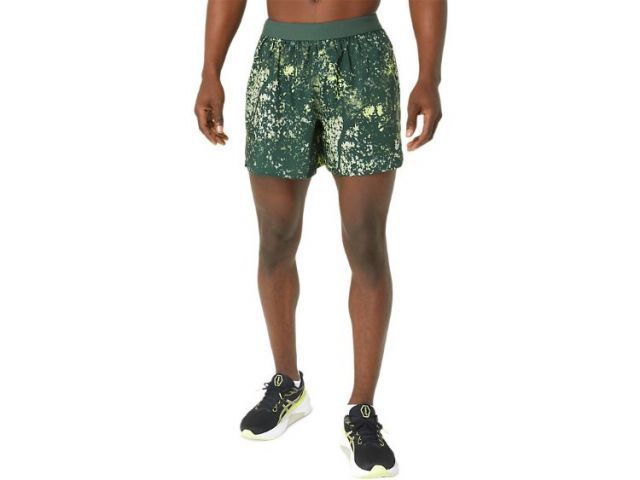 asics アシックス ALL OVER PRINT 5IN SHORT レインフォレストXグローイエロー S 2011C931 300 | 衣類 服 ウエア ウェア スポーツ 運動 男性 紳士服 メンズ ボトムス パンツ ショーツ ランニング グラフィッ