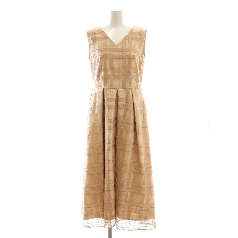 グレースコンチネンタル GRACE CONTINENTAL 24AW スパンコールチェックドレス ワンピース ロング ノースリーブ 38 ピンク |DF OS