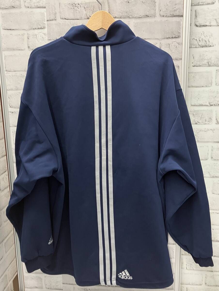 adidas アディダス デサント製 セットアップ トラックジャケット 古着 ジャージ 刺繍ロゴ サイズL ネイビー