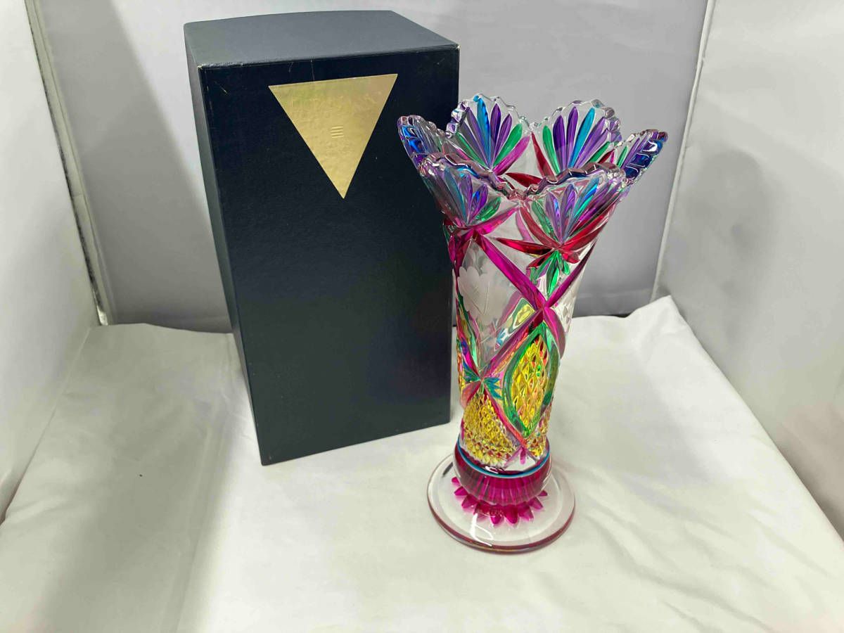 KAMEI GLASS Lead Crystal 24% Flower Vase 花瓶 箱あり カメイグラス